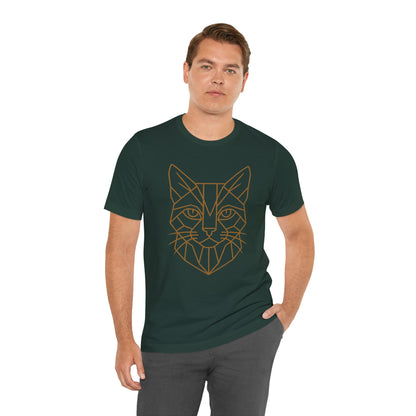 Geometric Cat T-Shirt – Minimalist Line Art Tee