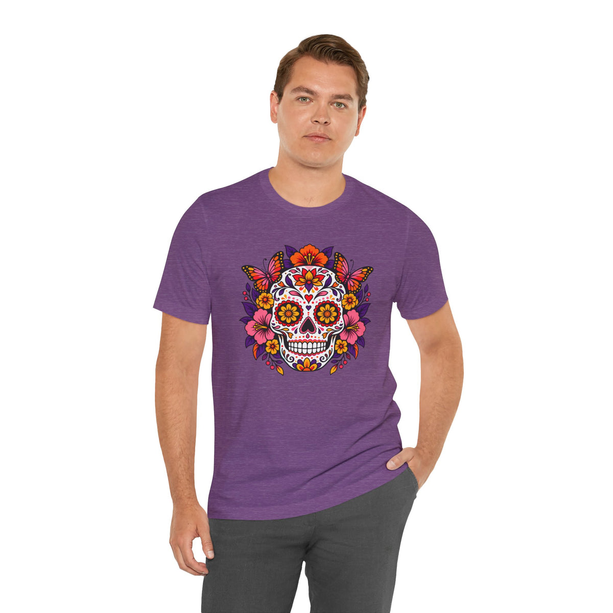 Floral Sugar Skull T-Shirt – Colorful Día de los Muertos Inspired Tee
