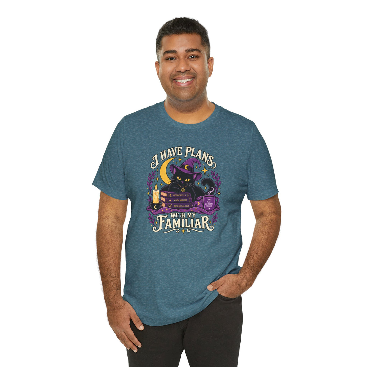 I Have Plans With My Familiar T-Shirt - Funny Witchy Introvert Cat Tee