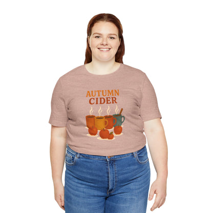 Autumn Cider T-Shirt – Cozy Fall Graphic Tee with Steaming Mugs