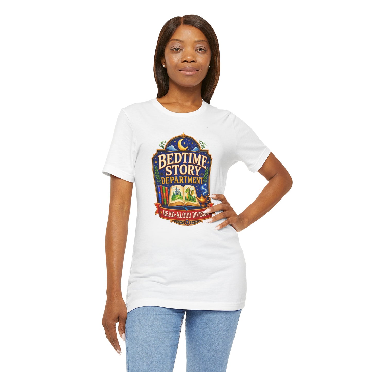 Bedtime Story Department T-Shirt – Read-Aloud Parent Tee