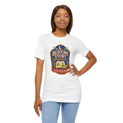 Bedtime Story Department T-Shirt – Read-Aloud Parent Tee