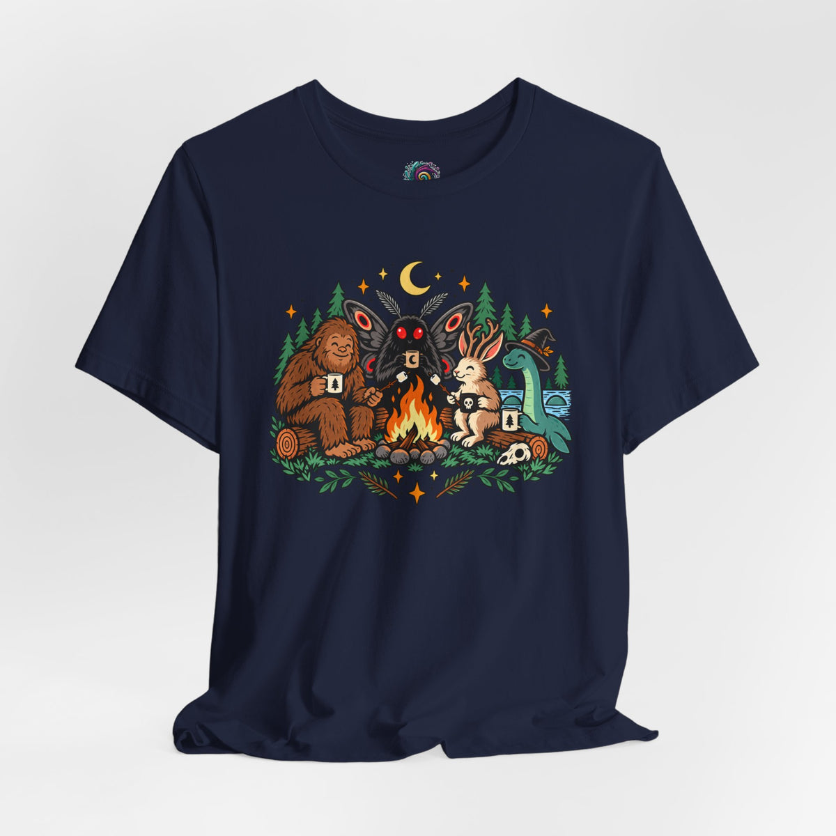 Cryptid Campfire T-Shirt – Bigfoot, Mothman & Nessie Tee