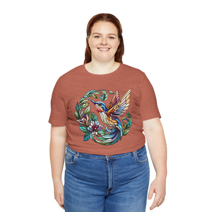 Stained Glass Hummingbird Tee – Vibrant Nature Shirt
