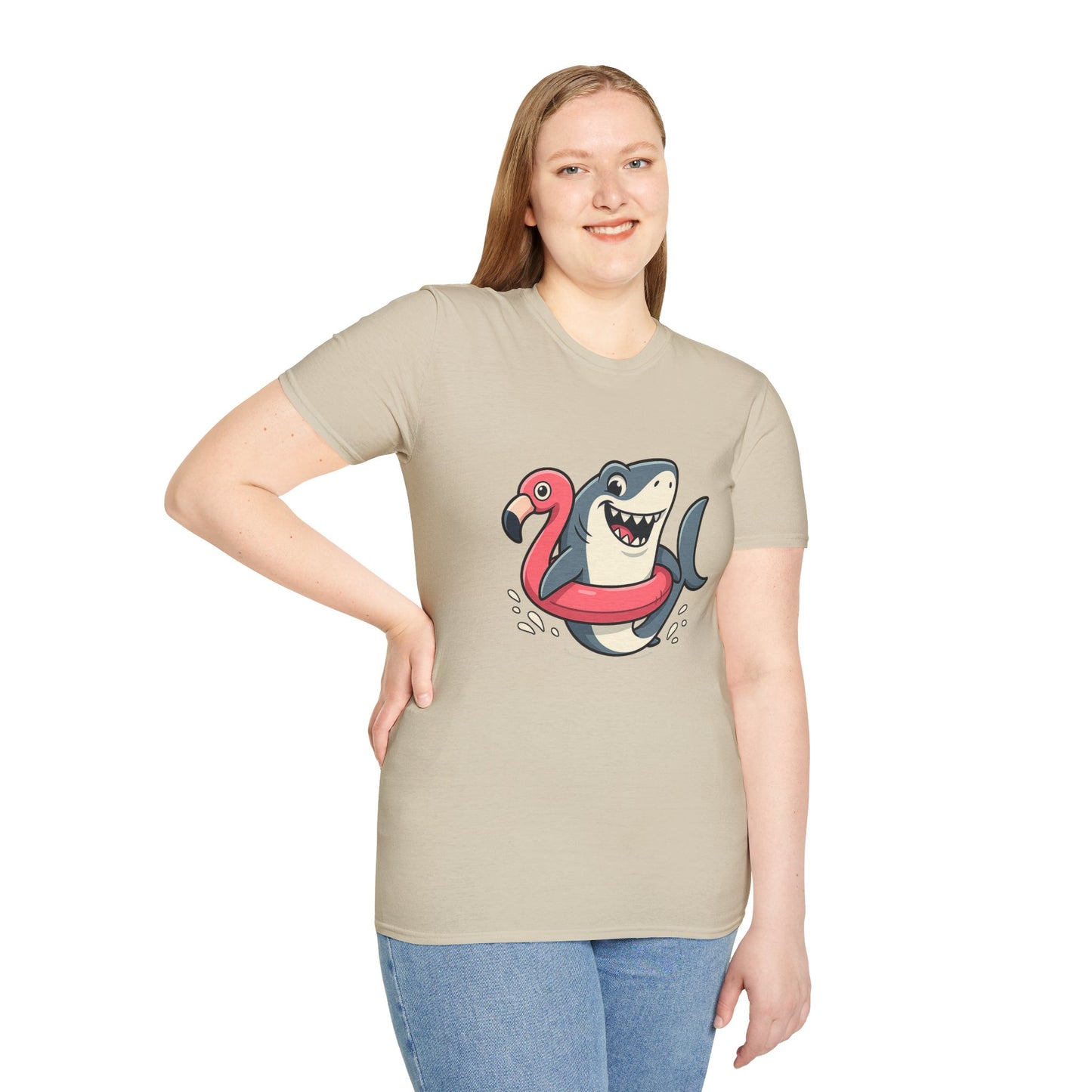 Shark & Flamingo Floatie T-Shirt – Funny Beach & Pool Day Tee