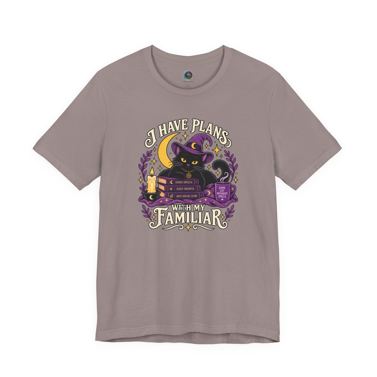 I Have Plans With My Familiar T-Shirt - Funny Witchy Introvert Cat Tee