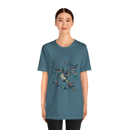 Hummingbird Dot Art T-Shirt – Colorful Nature-Inspired Graphic Tee