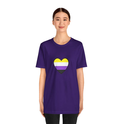 Nonbinary Pride Flag Heart T-Shirt – Unisex LGBTQ+ Graphic Tee