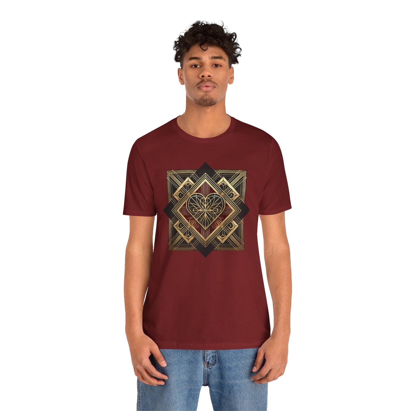 Art Deco Heart T-Shirt – Romantic Valentine's Day Graphic Tee