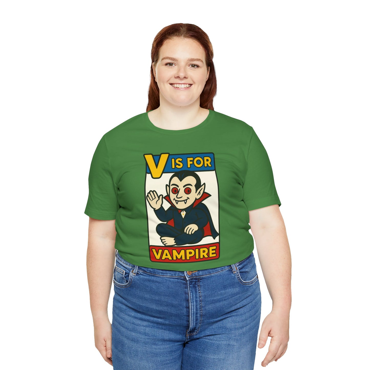 V is for Vampire T-Shirt – Funny Halloween Legend Alphabet Tee