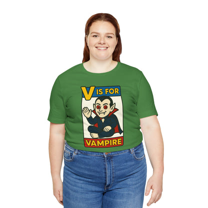 V is for Vampire T-Shirt – Funny Halloween Legend Alphabet Tee
