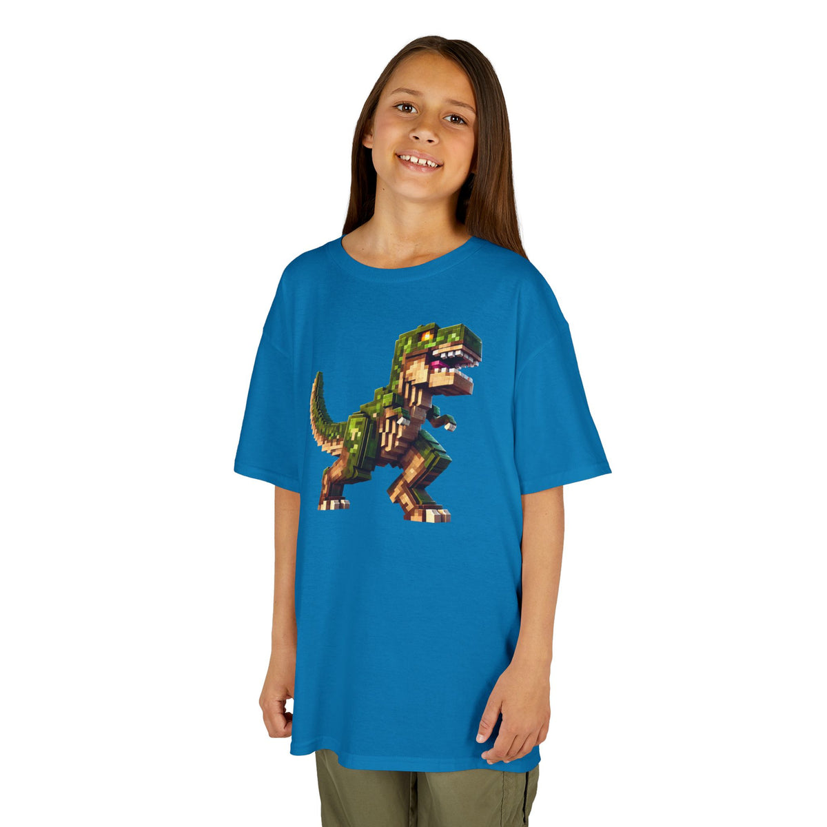 Pixel Dinosaur Kids T-Shirt – Retro Pixel T-Rex Gamer Tee