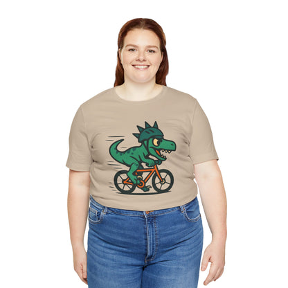 Velociraptor on a Bike T-Shirt – Funny Dino Velo Tee