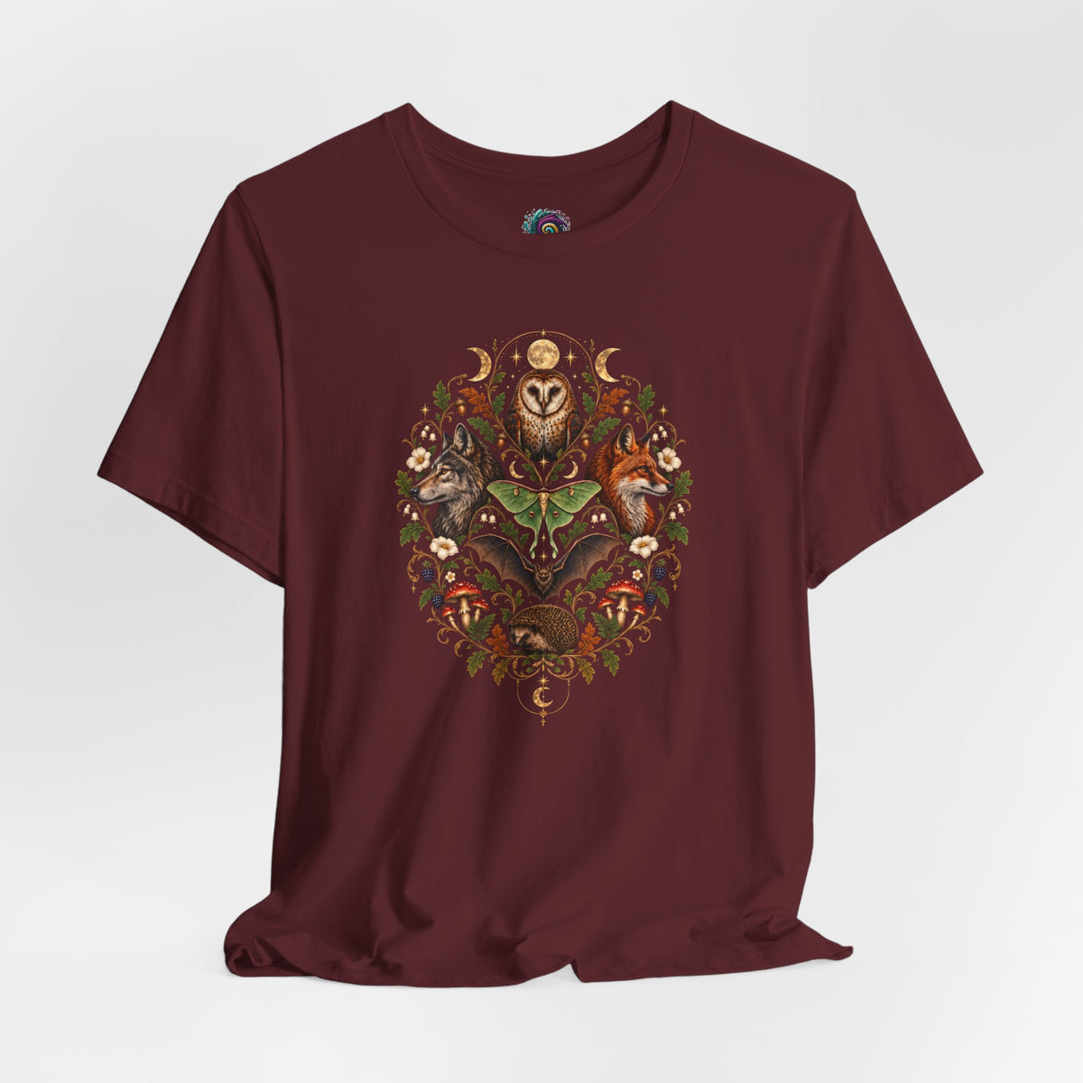 Nocturnal Woodland Animals T-Shirt – Moonlit Nature Tee