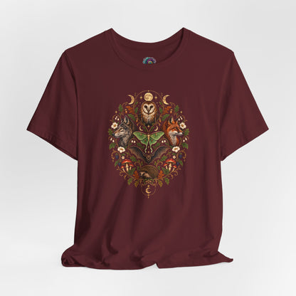Nocturnal Woodland Animals T-Shirt – Moonlit Nature Tee