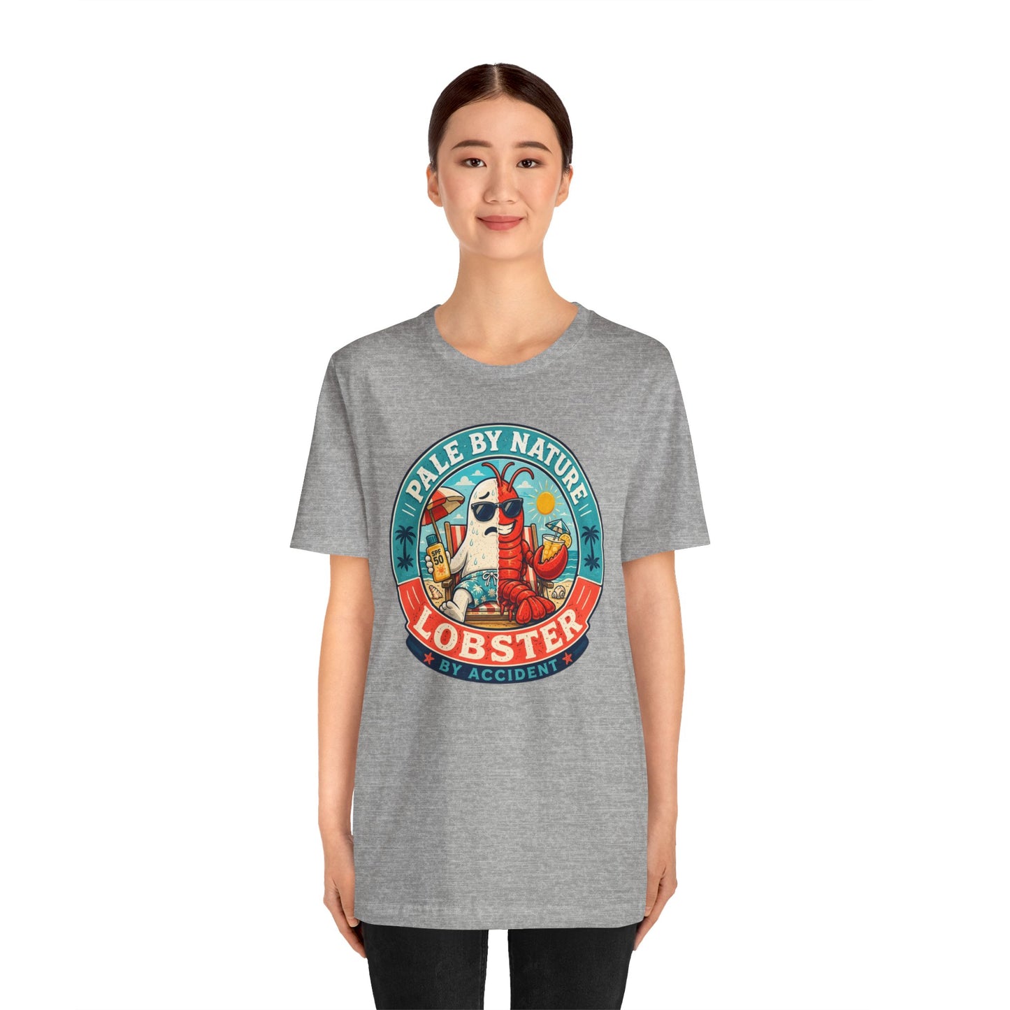Pale by Nature Lobster by Accident T-Shirt – Funny Sunburn Summer Graphic Tee