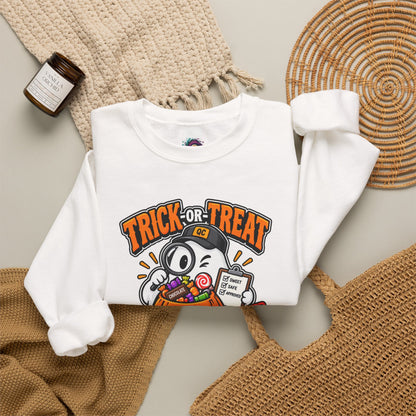 Trick-or-Treat Quality Control Sweatshirt – Funny Halloween Cozy Top