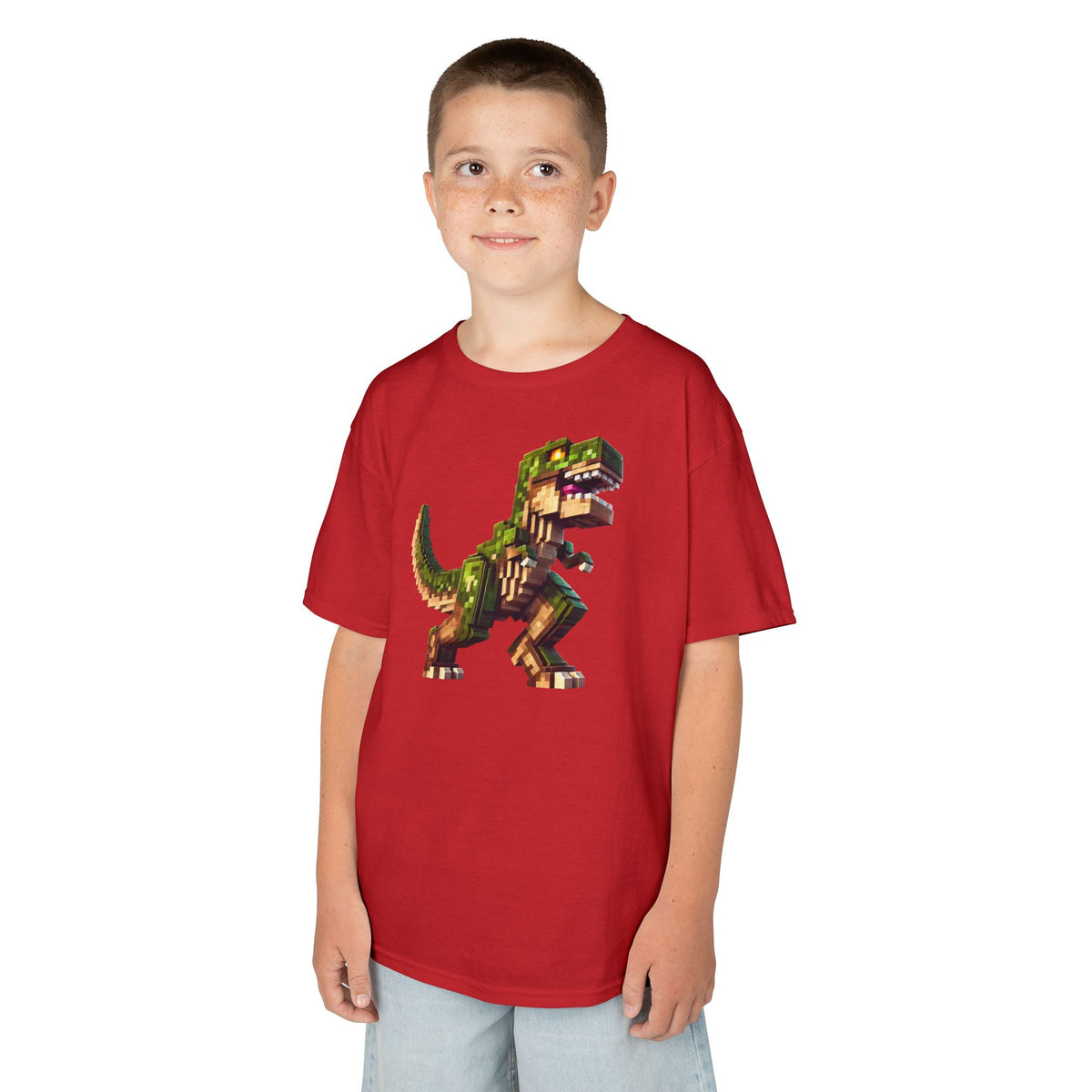 Pixel Dinosaur Kids T-Shirt – Retro Pixel T-Rex Gamer Tee