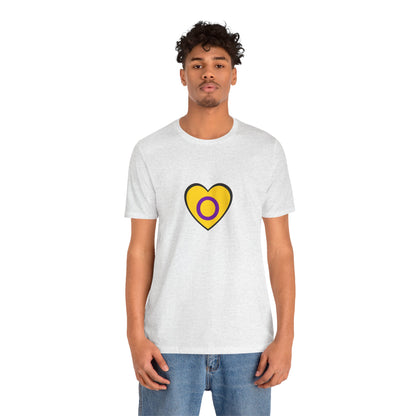 Intersex Pride Flag Heart T-Shirt – Minimalist LGBTQ+ Support Tee