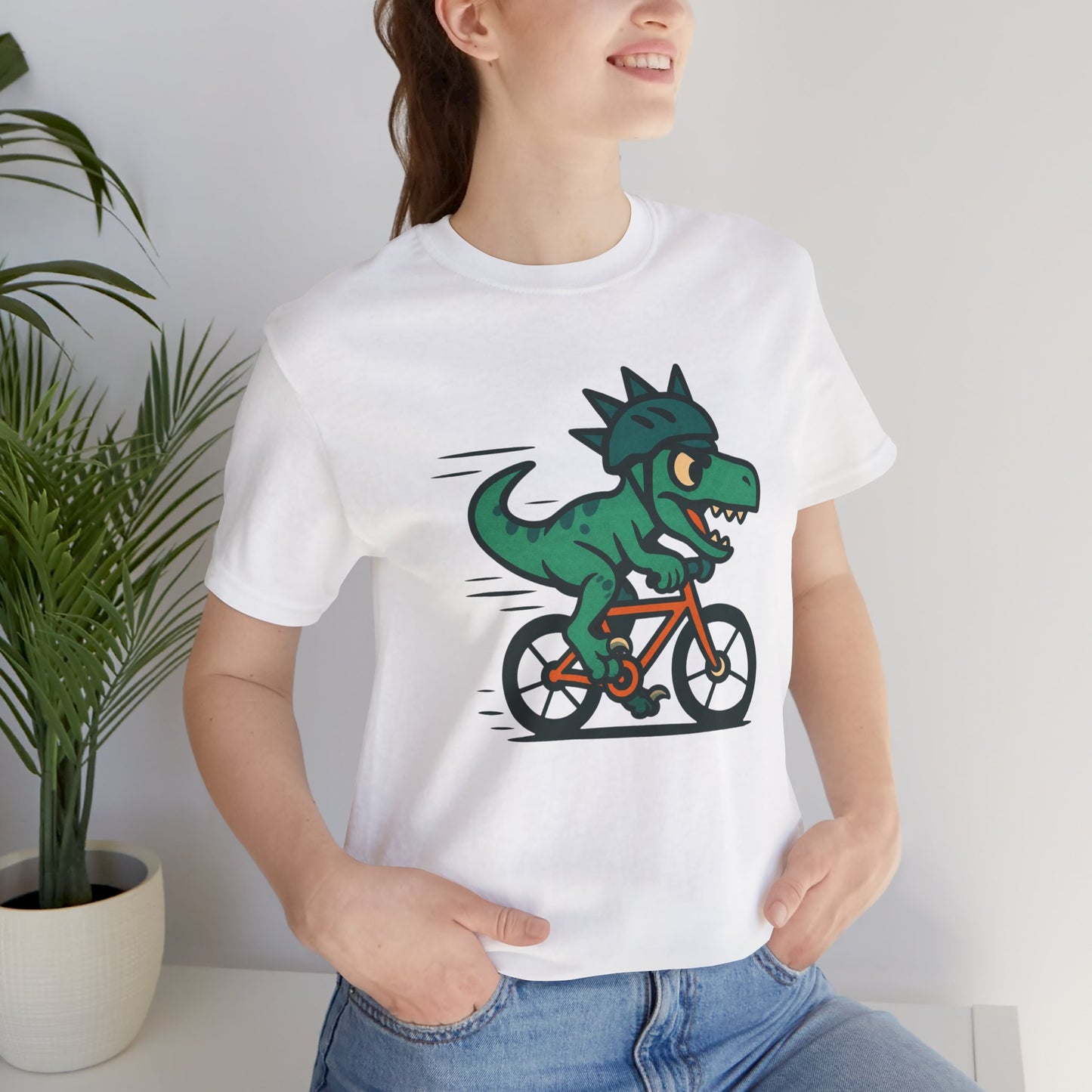 Velociraptor on a Bike T-Shirt – Funny Dino Velo Tee