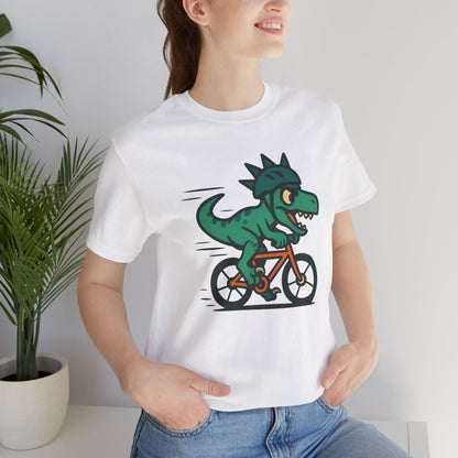 Velociraptor on a Bike T-Shirt – Funny Dino Velo Tee