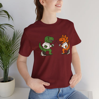 Dinosaur Fencing T-Shirt – T-Rex vs Stegosaurus Tee