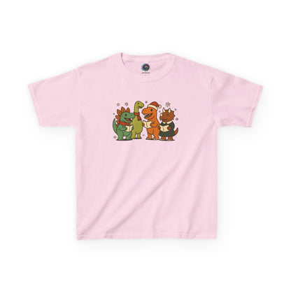 Dinosaur Carolers Kids’ T-Shirt – Cute Singing Dino Christmas Tee