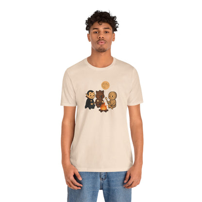 Halloween Monsters Campfire T-Shirt – Cute Monster Shirt with Roasting Marshmallows