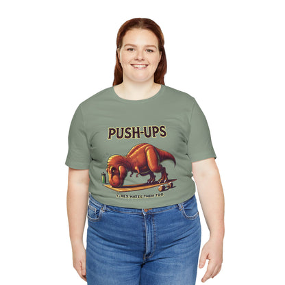 T-Rex Push-Up Graphic Tee – Funny Dinosaur Workout Graphic Shirt