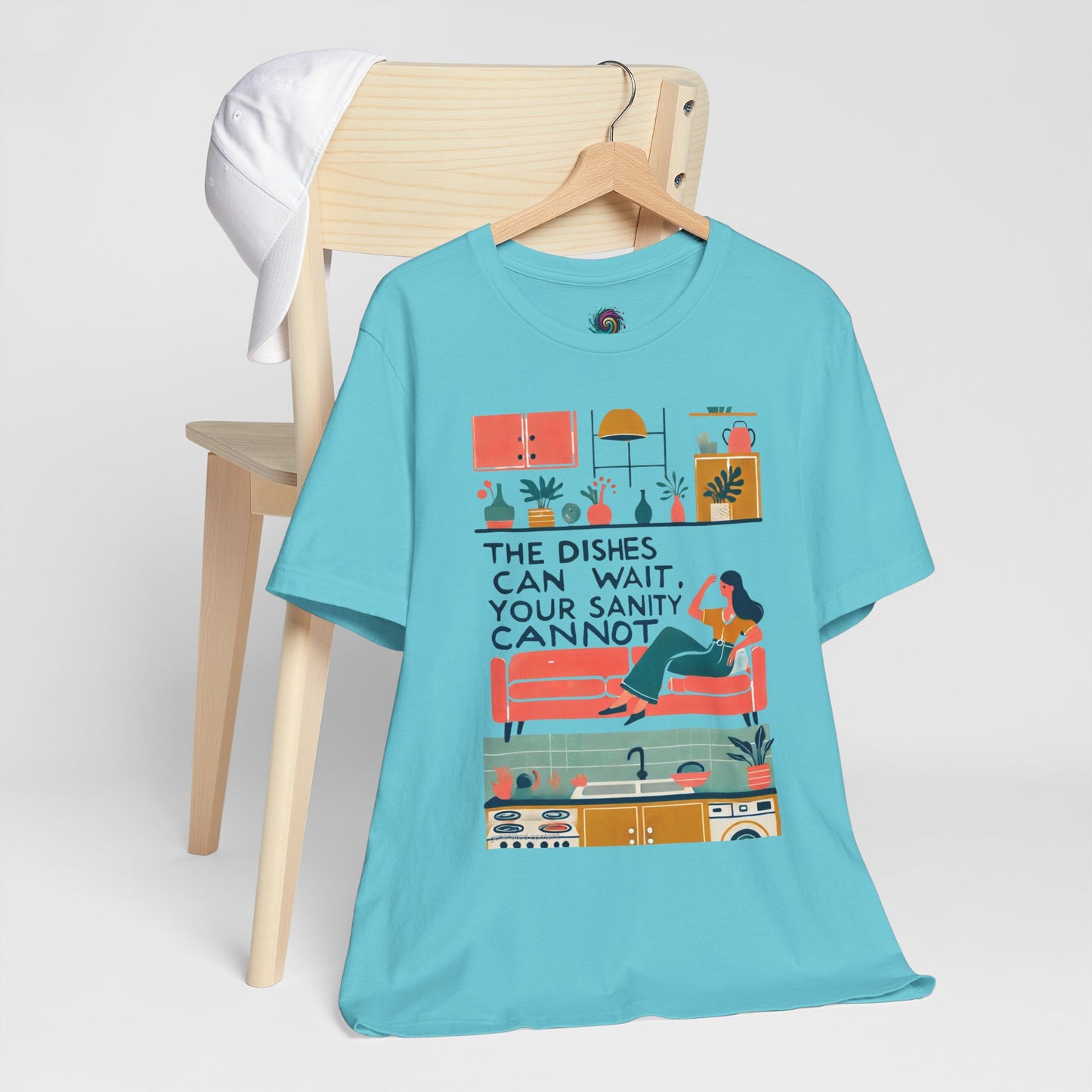 The Dishes Can Wait Graphic Tee – Funny Self-Care Comfort Shirt