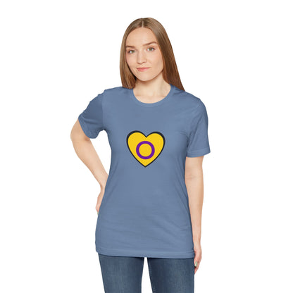 Intersex Pride Flag Heart T-Shirt – Minimalist LGBTQ+ Support Tee - WhimSpin - https://whimspin.com