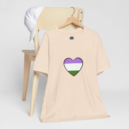 Genderqueer Flag Heart T-Shirt – Unisex LGBTQ+ Graphic Tee