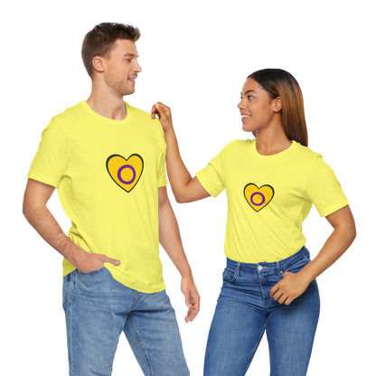 Intersex Pride Flag Heart T-Shirt – Minimalist LGBTQ+ Support Tee