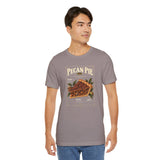 Heather gray short-sleeve crewneck T-shirt with centered pecan pie graphic print