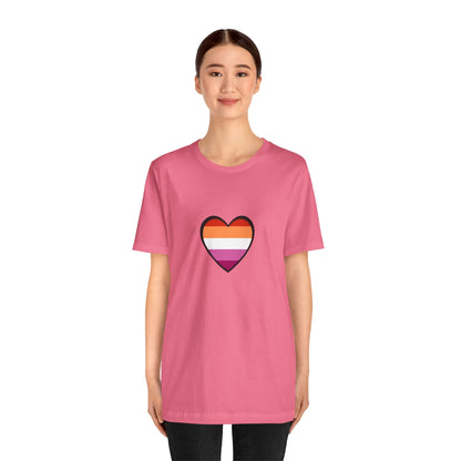 Lesbian Flag Heart T-Shirt – Bold LGBTQ+ Graphic Tee