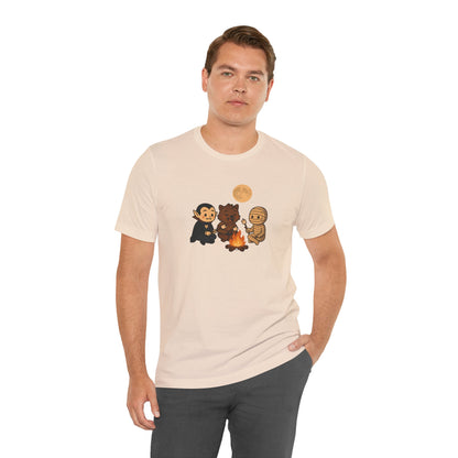 Halloween Monsters Campfire T-Shirt – Cute Monster Shirt with Roasting Marshmallows