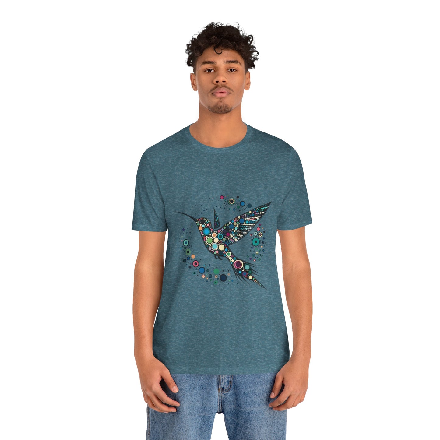Hummingbird Dot Art T-Shirt – Colorful Nature-Inspired Graphic Tee
