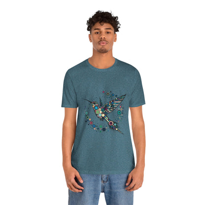 Hummingbird Dot Art T-Shirt – Colorful Nature-Inspired Graphic Tee