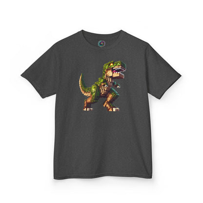 Pixel Dinosaur Kids T-Shirt – Retro Pixel T-Rex Gamer Tee