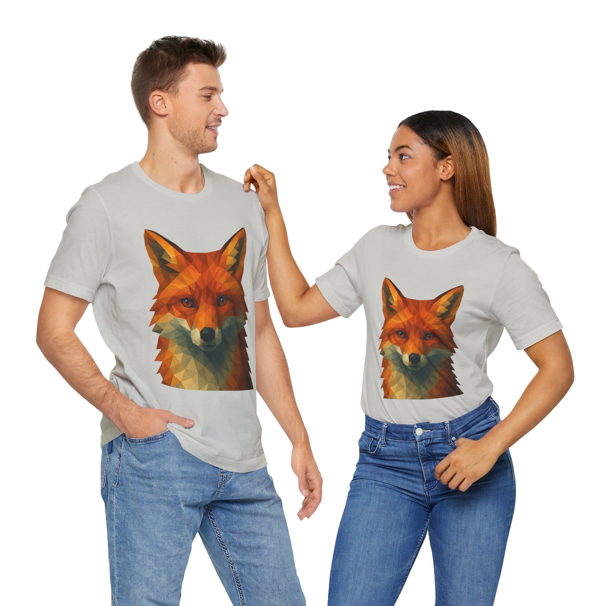 Geometric Fox T-Shirt – Polygon Animal Tee with Nature Vibes - WhimSpin - https://whimspin.com