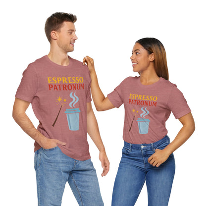 Espresso Patronum T-Shirt – Funny Coffee & Wizard Parody Tee