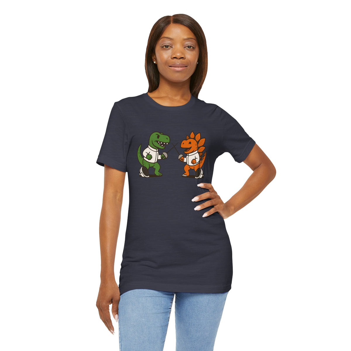 Dinosaur Fencing T-Shirt – T-Rex vs Stegosaurus Tee