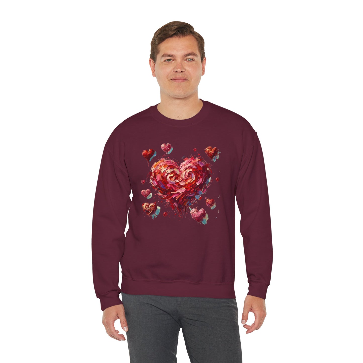 Impressionistic Heart Sweatshirt – Painterly Valentine's Day Art Pullover