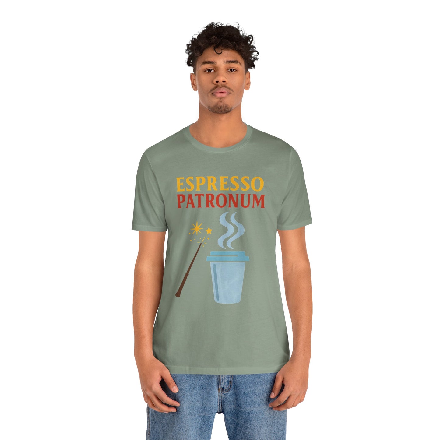 Espresso Patronum T-Shirt – Funny Coffee & Wizard Parody Tee