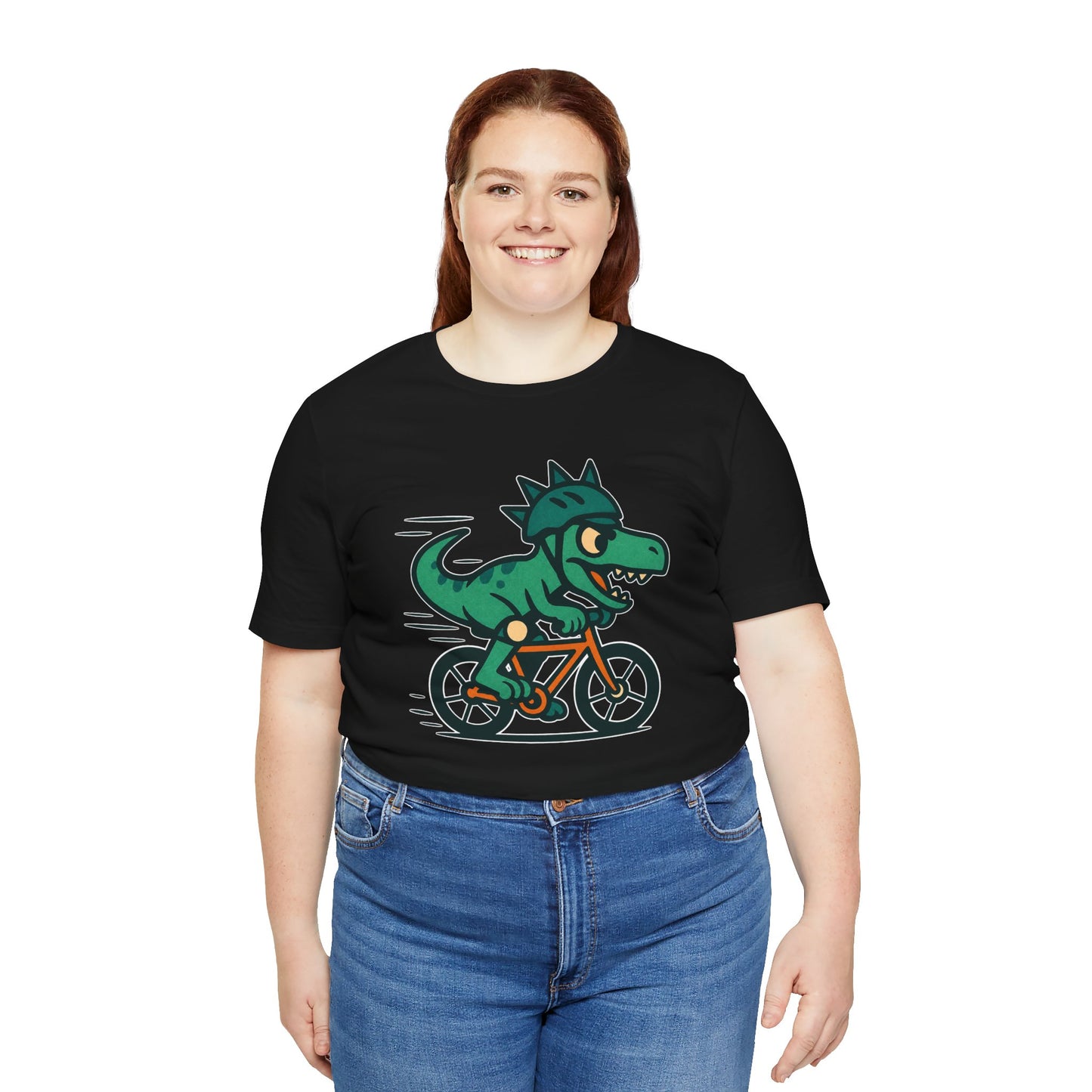 Velociraptor on a Bike T-Shirt – Funny Dino Velo Tee