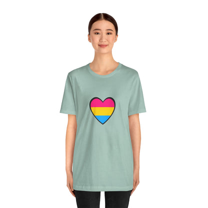 Pansexual Pride Flag Heart Tee – LGBTQ+ Pan Flag Minimalist Shirt - WhimSpin - https://whimspin.com