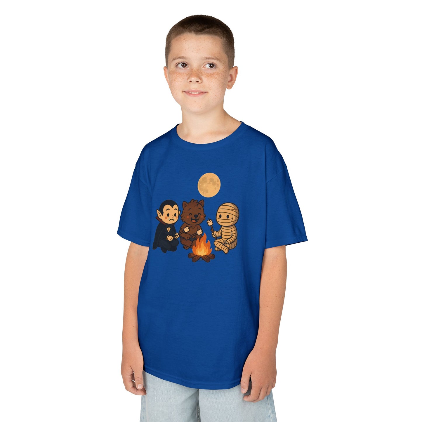 Kids Halloween Monsters Campfire T-Shirt – Cute Spooky Tee