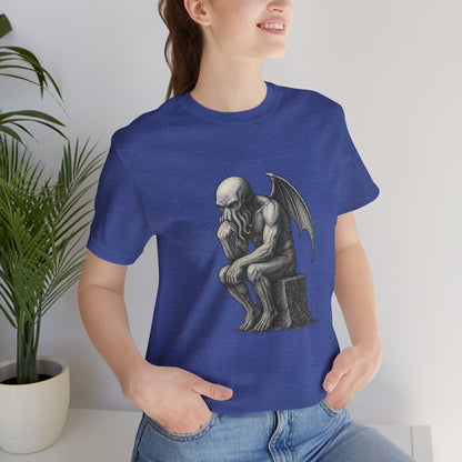 Cthulhu The Thinker Tee – Lovecraftian Parody Shirt