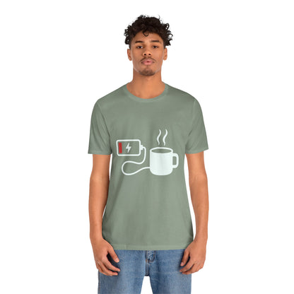 Low Battery Need Coffee Tee – Funny Caffeine Graphic T-Shirt