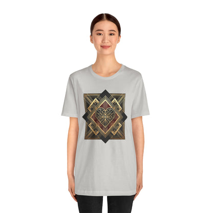 Art Deco Heart T-Shirt – Romantic Valentine's Day Graphic Tee